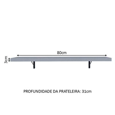 Kit 2 Prateleiras Suspensas Para Cozinha Madesa 80 Cm Com Mão Francesa - Cinza Cinza