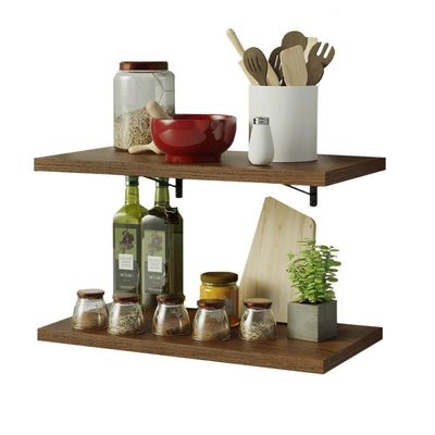 Kit 2 Prateleiras Suspensas Para Cozinha Madesa 60 Cm Com Mão Francesa - Rustic Rustic