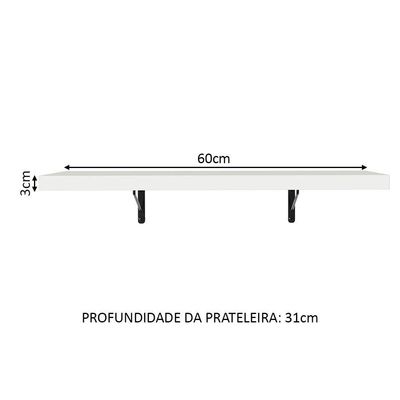 Kit 2 Prateleiras Suspensas Para Cozinha Madesa 60 Cm Com Mão Francesa - Branco Branco