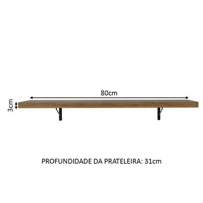 Kit 2 Prateleiras Suspensas Para Cozinha Madesa 80 Cm Com Mão Francesa - Rustic Rustic