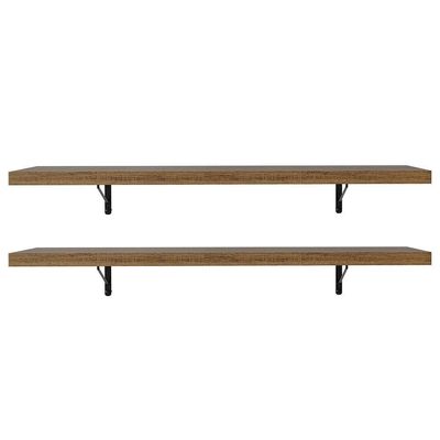 Kit 2 Prateleiras Suspensas Para Cozinha Madesa 80 Cm Com Mão Francesa - Rustic Rustic