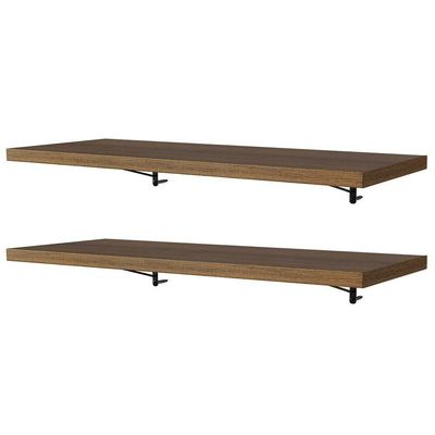 Kit 2 Prateleiras Suspensas Para Cozinha Madesa 80 Cm Com Mão Francesa - Rustic Rustic