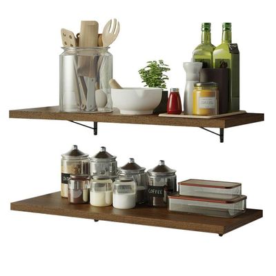 Kit 2 Prateleiras Suspensas Para Cozinha Madesa 80 Cm Com Mão Francesa - Rustic Rustic