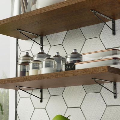 Kit 2 Prateleiras Suspensas Para Cozinha Madesa 80 Cm Com Mão Francesa - Rustic Rustic
