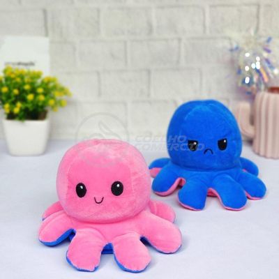 Polvo Reversível Feliz E Bravo 2 Em 1 Macio Rosa E Azul