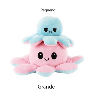 Polvo Reversível Humor Grande Tiktok Pelúcia Azul/Rosa
