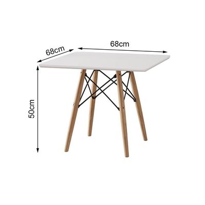 Conjunto De Mesa Infantil Madeira 68Cm Quadrado Branco 2 Cadeira Azul E 2 Rosa