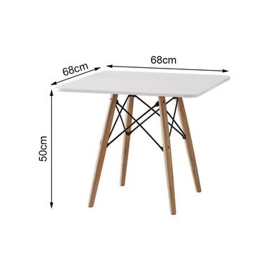 Conjunto De Mesa Madeira Infantil 68Cm Quadrado Branco 4 Cadeiras Azul Cor: Branco