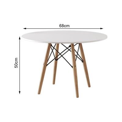 Conjunto De Mesa Madeira Infantil 68Cm Redondo Branco 4 Cadeiras Azul