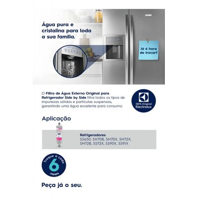 Filtro de Água Externo para Geladeira Side By Side Electrolux 41077177