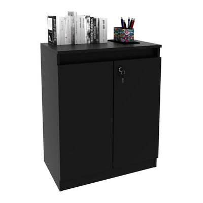 Balcão Escritório Com Chave Multimóveis Vcr25046 Preto Preto