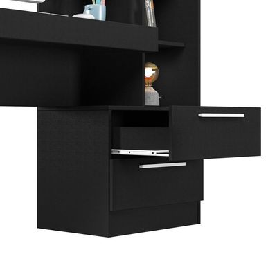 Conjunto Para Escritório 2 Peças Com Mesa E Armário Preto Tx Notável Móveis Preto Tx