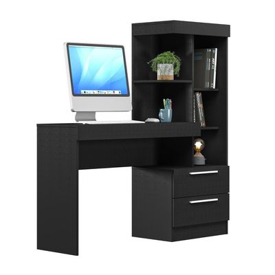Conjunto Para Escritório 2 Peças Com Mesa E Armário Preto Tx Notável Móveis Preto Tx