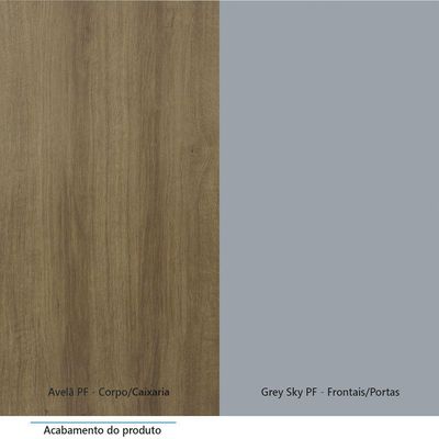 Bancada De Estudos Modulada 90cm 1 Porta E 1 Gaveta Paris Luciane Móveis Avelã Pf Com Grey Sky Pf