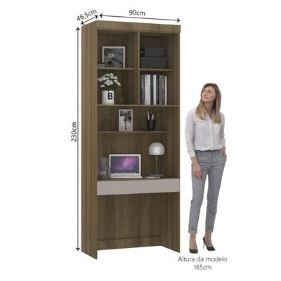 Bancada De Estudos Modulada 90cm 1 Porta E 1 Gaveta Paris Luciane Móveis Avelã Pf Com Cinammon Pf