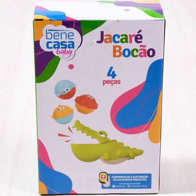 Brinquedo Educativo Para Banho Jacaré Bocão Cata Bolinhas 4 Peças