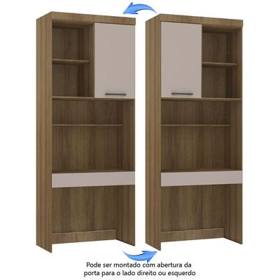 Bancada De Estudos Modulada 90cm 1 Porta E 1 Gaveta Paris Luciane Móveis Avelã Pf Com Cinammon Pf