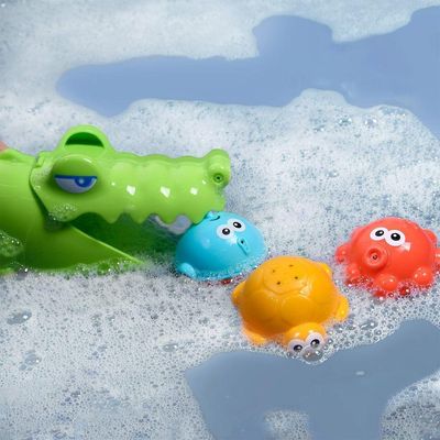 Brinquedo Educativo Para Banho Jacaré Bocão Cata Bolinhas 4 Peças