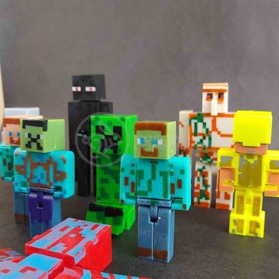 Cartela 10 Boneco Minecraft My Home + 2 Blocos