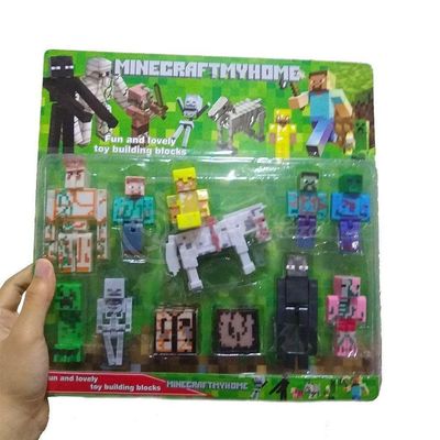 Cartela 10 Boneco Minecraft My Home - 2 Blocos