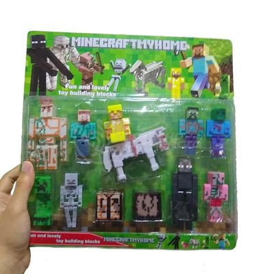 Cartela 10 Boneco Minecraft My Home - 2 Blocos