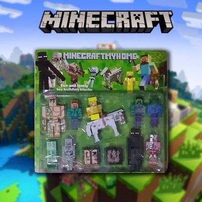Cartela 10 Boneco Minecraft My Home - 2 Blocos