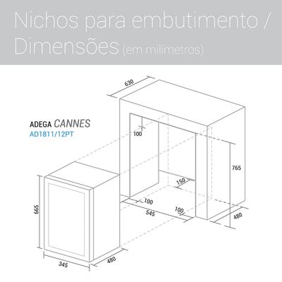 Adega Suggar Cannes 18 Garrafas Preta 110V AD1811PT 110V