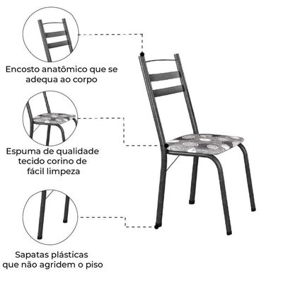 Conjunto Com 4 Cadeiras Tubular Itália Artefamol Dark