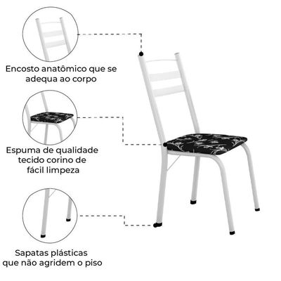 Conjunto Com 4 Cadeiras Tubular Itália Artefamol Branco