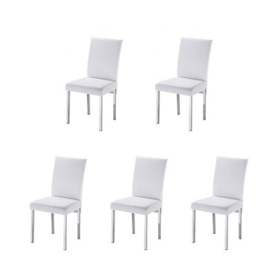 Kit 5 Cadeiras Para Sala De Jantar-Assento Sintético Branco