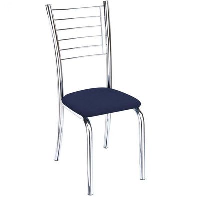 Kit 6 Cadeiras Iara Cromada Para Cozinha-corino Azul