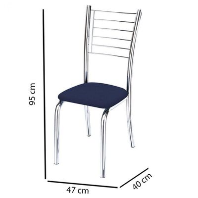 Kit 6 Cadeiras Iara Cromada Para Cozinha-corino Azul
