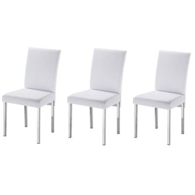 Kit 3 Cadeiras Para Sala De Jantar-Assento Sintético Branco