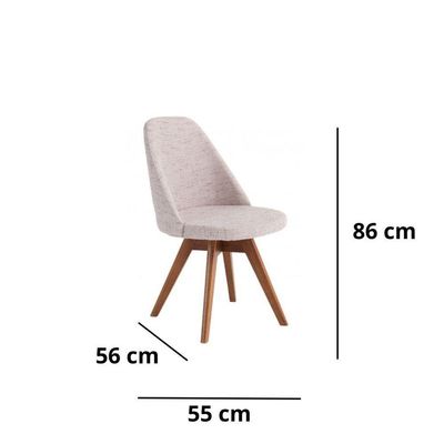Kit 5 Cadeiras Giratória Para Sala De Jantar-Linho Bege