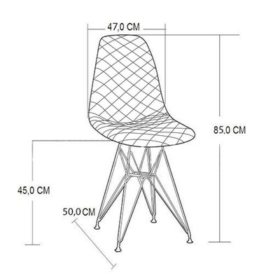 Kit 6 Cadeiras Jantar Estofadas Caramelo Eiffel Eames Base Ferro Branco - Cor: Caramelo