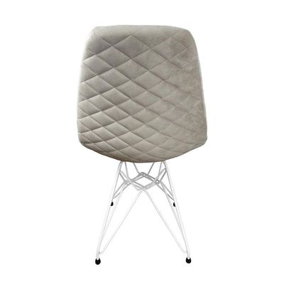 Kit 6 Cadeiras Jantar Estofadas Nude Eiffel Eames Base Ferro Branco - Cor: Nude