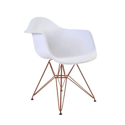 Kit 4 Poltronas Eiffel Eames Brancas Com Braço Daw Em Ferro Cobre - Cor: Preto