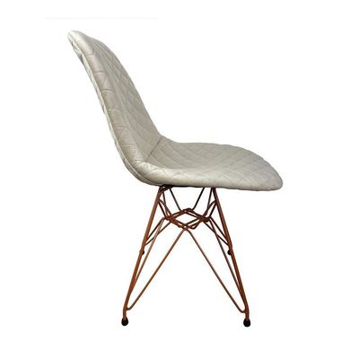 Cadeira Jantar Estofada Nude Eiffel Base Cobre Cor: Nude