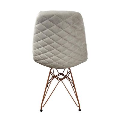 Cadeira Jantar Estofada Nude Eiffel Base Cobre Cor: Nude