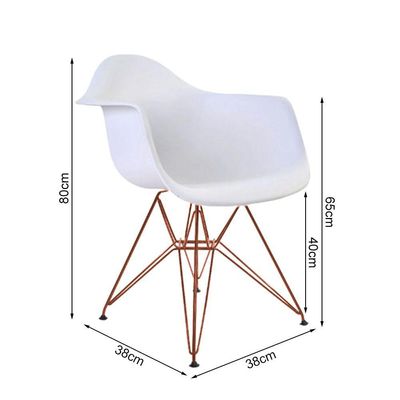 Kit 4 Poltronas Eiffel Eames Brancas Com Braço Daw Em Ferro Cobre - Cor: Preto