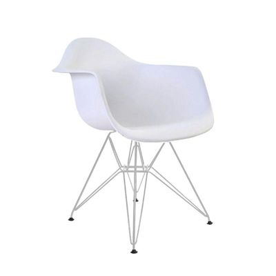 Kit 2 Poltronas Eames Eiffel Branca Com Braço Daw Ferro Branco - Cor: Branco