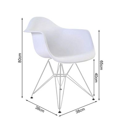 Kit 2 Poltronas Eames Eiffel Branca Com Braço Daw Ferro Branco - Cor: Branco