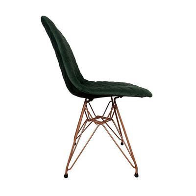 Kit 6 Cadeiras Jantar Estofadas Verde Eiffel Eames Base Cobre - Cor: Verde