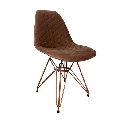 Kit 2 Cadeiras Jantar Estofadas Caramelo Eiffel Eames Base Cobre - Cor: Caramelo