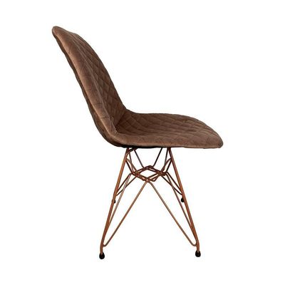 Kit 2 Cadeiras Jantar Estofadas Caramelo Eiffel Eames Base Cobre - Cor: Caramelo