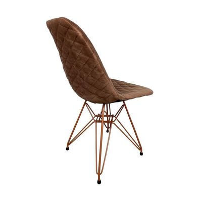 Kit 2 Cadeiras Jantar Estofadas Caramelo Eiffel Eames Base Cobre - Cor: Caramelo