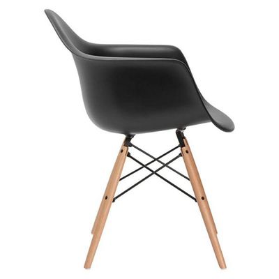 Cadeira Eifflel Com Braço Daw De Madeira Com Assento Preto Cor: Preto