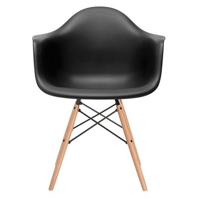 Cadeira Eifflel Com Braço Daw De Madeira Com Assento Preto Cor: Preto