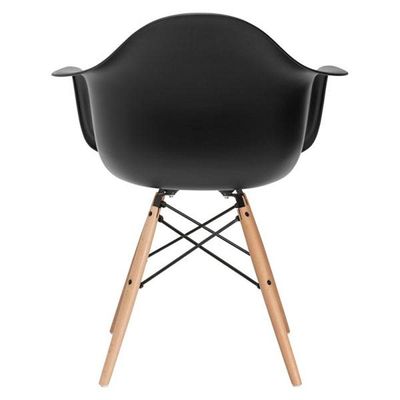 Cadeira Eifflel Com Braço Daw De Madeira Com Assento Preto Cor: Preto