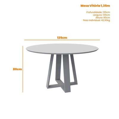 Mesa Vitória 100X100Cm - Ypê/Off White
